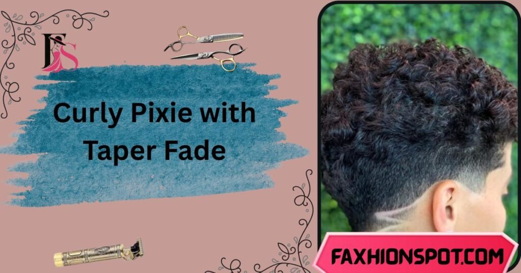 Curly Pixie with Taper Fade