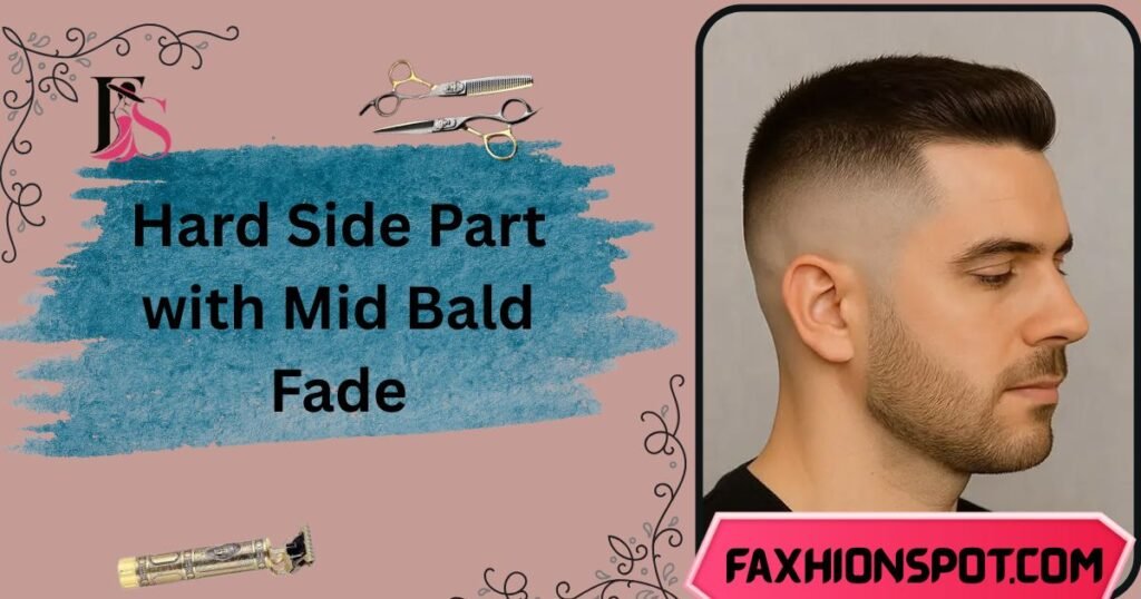 Hard Side Part with Mid Bald Fade