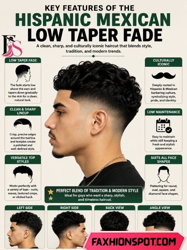 Key Features of the Hispanic Mexican Low Taper Fade