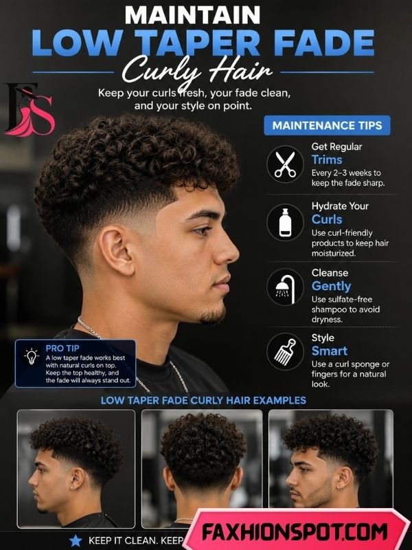 Maintain Low Taper Fade Curly Hair