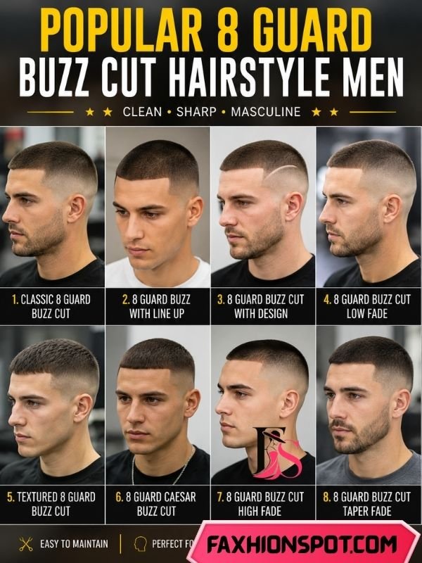 Popular 8 Guard Buzz Cut Hairstyle Men