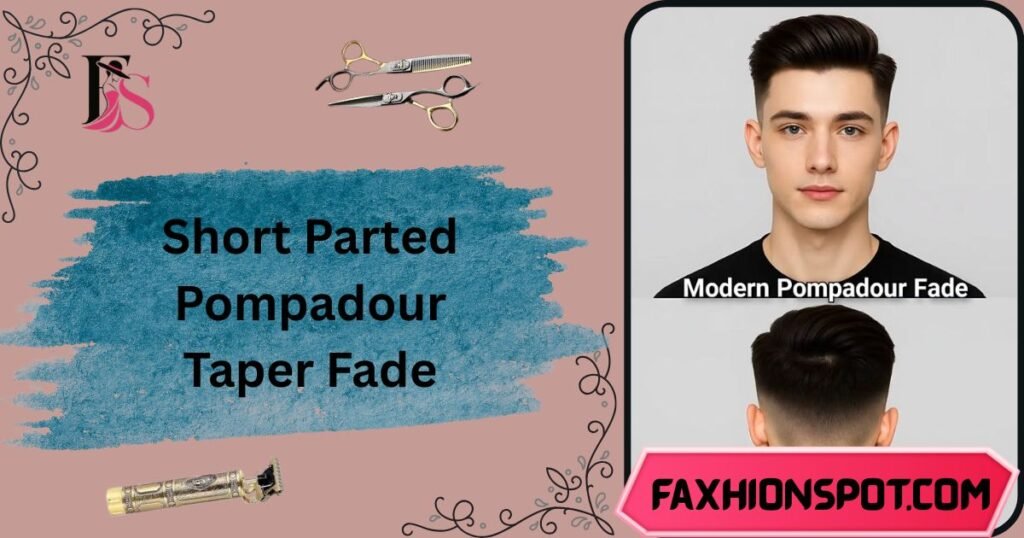 Short Parted Pompadour Taper Fade