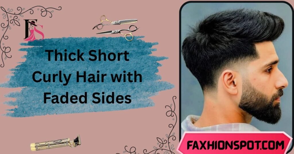 Thick Short Curly Hair with Faded Sides