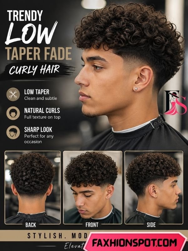 Trendy Low Taper Fade Curly Hair