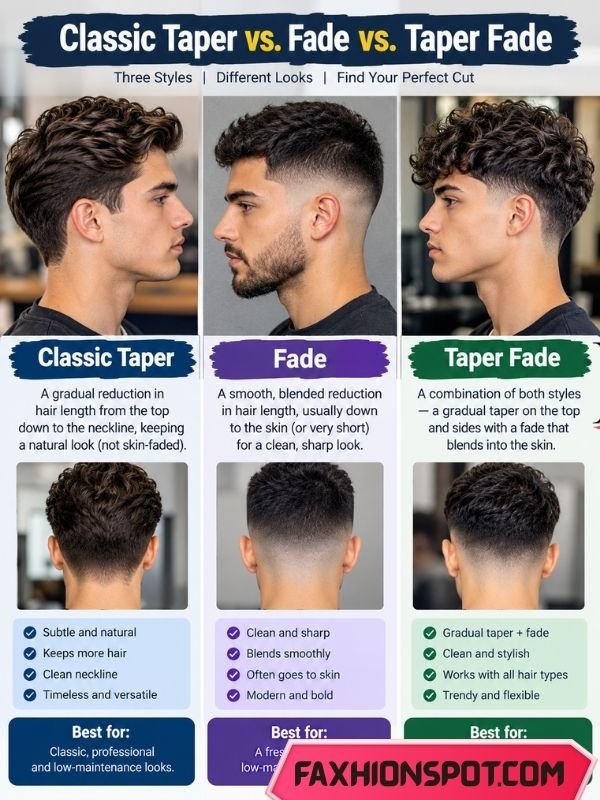 Classic taper vs. fade vs. taper fade