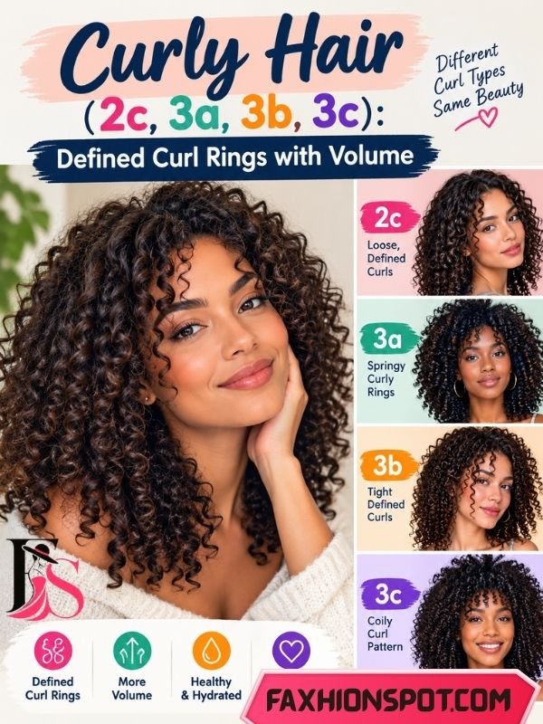 Curly Hair (2c, 3a, 3b, 3c) Defined Curl Rings with Volume
