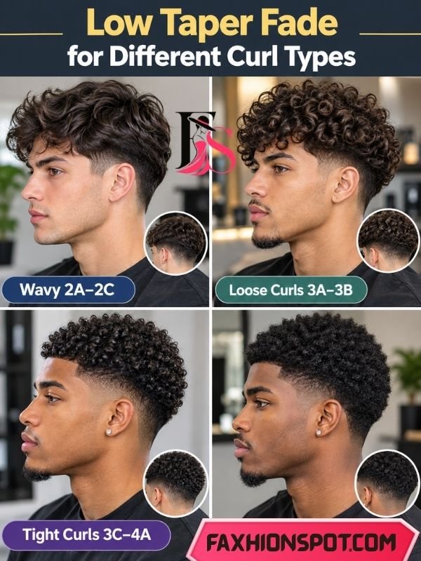 Low Taper Fade for Different Curl Types