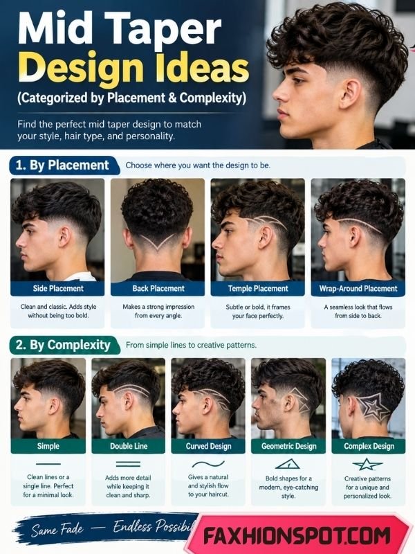 Mid Taper Design Ideas (Categorized by Placement & Complexity)