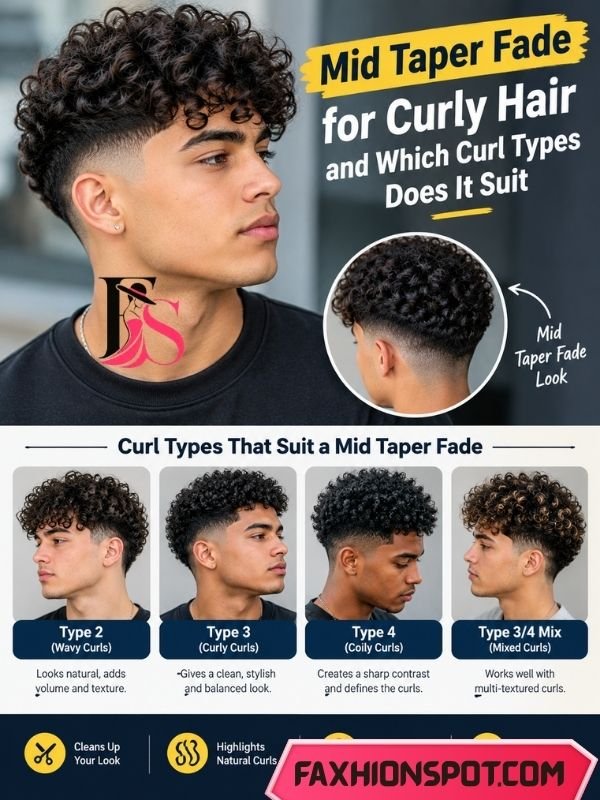 Mid Taper Fade for Curly Hair and Which Curl Types Does It Suit