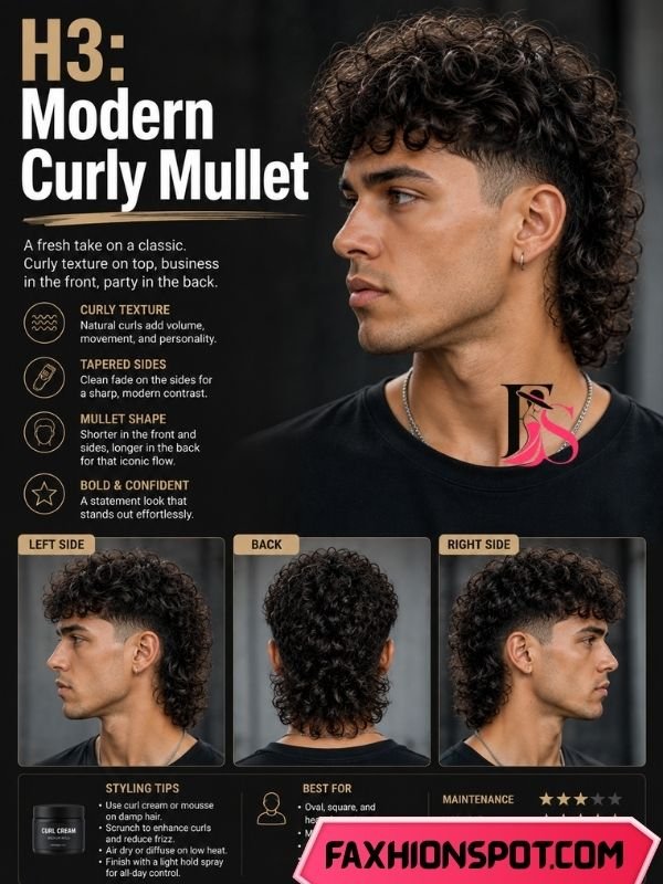 Modern Curly Mullet